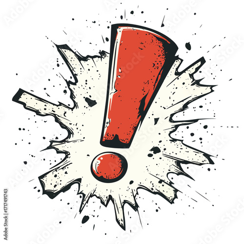 Exclamation sigh with cracks , vector style simple color