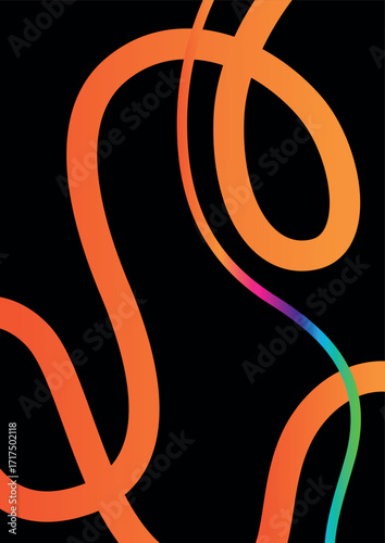 Collection of colored gradients of organic lines of elements. Smooth curved shapes in bright rainbow colors, pink, blue, yellow, green, purple, orange and blue for modern abstract design.
