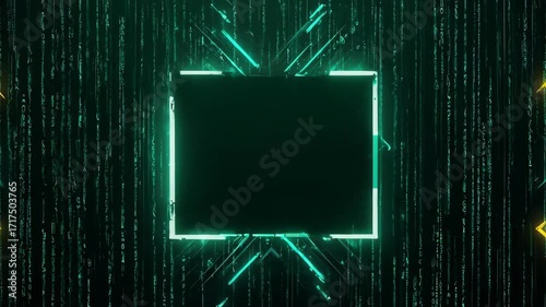 Abstract digital art with glowing teal and black elements