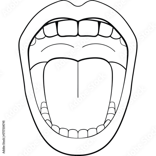 Open mouth with teeth and tongue lips