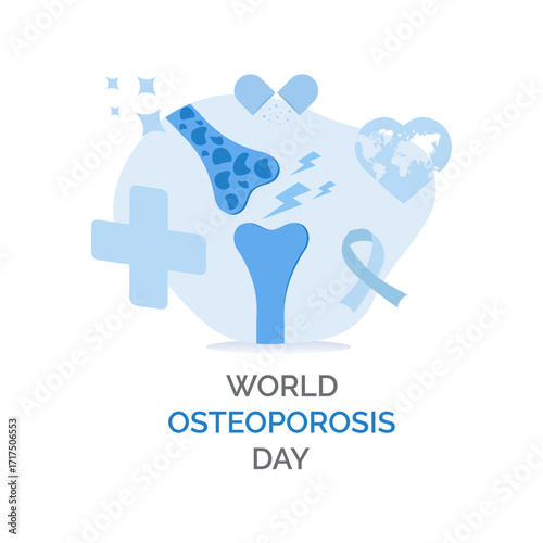 World Osteoporosis Day – Bone Health & Prevention Concept Vector Illustration for Global Awareness.