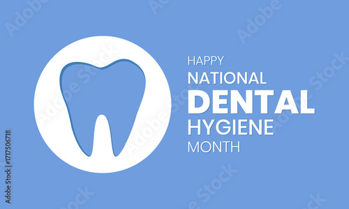 National Dental Hygiene Month Banner Design | October Oral Health Awareness Vector | Clean Teeth, Healthy Smile, Dental Care Illustration