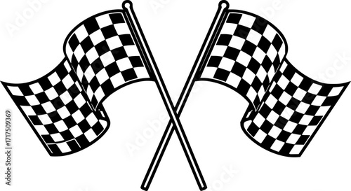 A pair of crossed checkered flags, black and white squares