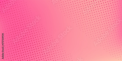 Pink orange polka dots gradient halftone background. Pop art cartoon modern simple art