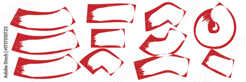 Brush strokes vector. Paint, ink brush, brush strokes, brushes, lines, frames, buttons, grungy rough grunge thick paint line texture. Brush maroon line set.