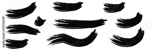 Brush strokes vector. Paint, ink brush, brush strokes, brushes, lines, frames, buttons, grungy rough grunge thick paint line texture. Brush black line set.