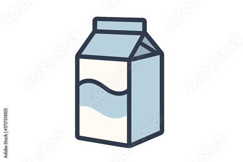 Milk carton icon vector illustration. Flat design of a dairy drink package. Healthy food and beverage concept. Symbol for breakfast, calcium, grocery shopping, and nutrition.
