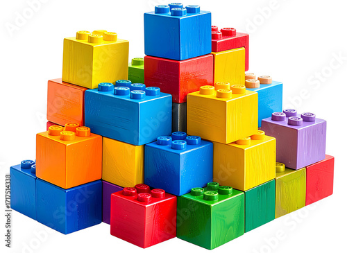 PNG of colorful building blocks toy, isolated on transparent background, stock photo