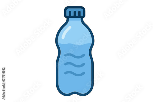 Water bottle vector icon. Simple flat cartoon illustration of a plastic container with pure mineral water. Concept for hydration, thirst, health, drink, beverage, eco.