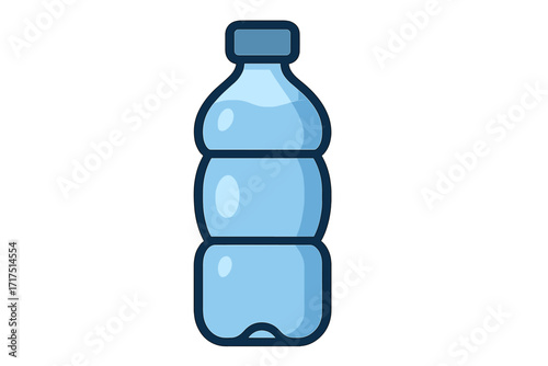 Water bottle icon. Flat style vector cartoon illustration. Concept of hydration, healthy lifestyle, drink, beverage, thirst, refreshment. Plastic container of pure liquid.