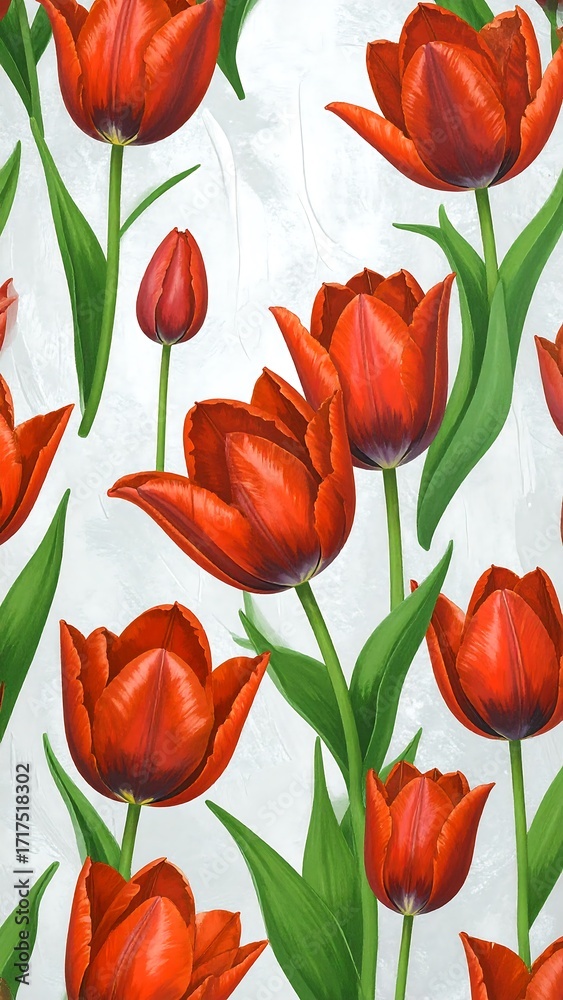 Obraz premium Red tulips on a light background