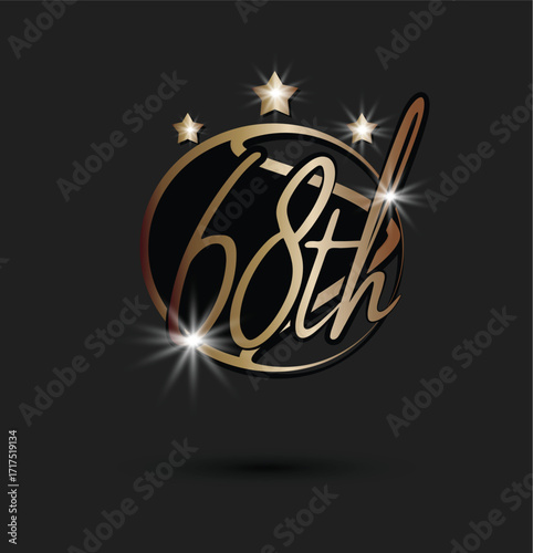 Golden 75th anniversary logos celebrating seventy-five years on dark background	
