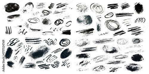 Grunge Overlay Stamp Texture Collection with Distressed Ink Effects, Worn Edges, Vintage Grain, Rough Surface Patterns, Retro Print Noise, Dirty Background Elements, Abstract Design Set.	