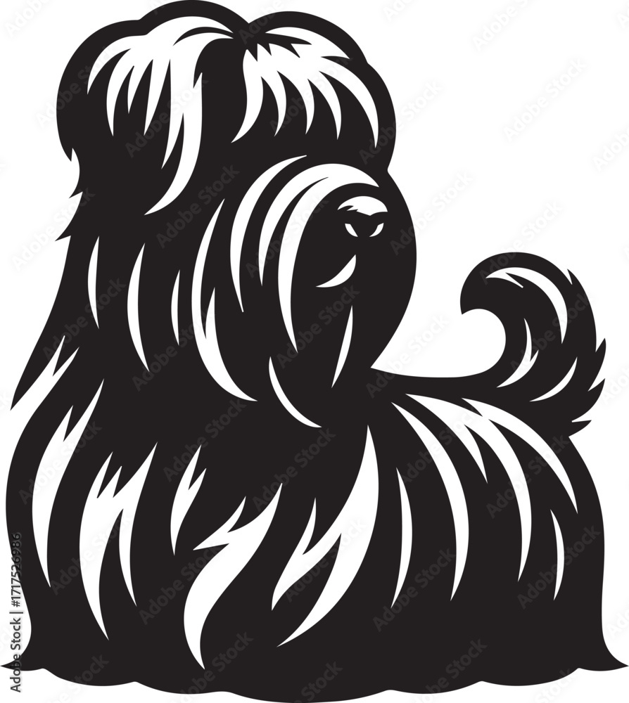 Fototapeta premium Briard Dog in Black and White – Elegant French Herding Breed Photography