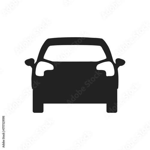 Car Icon Silhouette front view, vector illustration isolated on white background