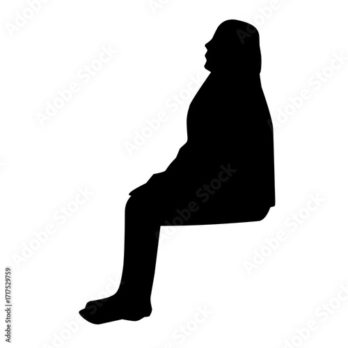 sitting people silhouette vector