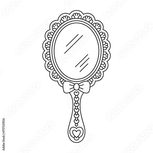 Elegant Hand Mirror with Ornate Frame and Heart Accents A Timeless Beauty Accessory for Vanity Decor