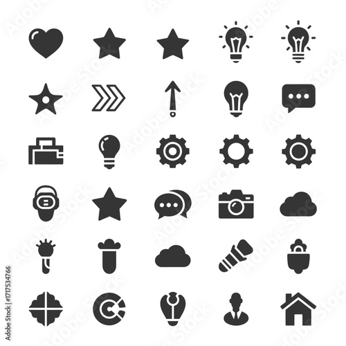 A collection of stylized, minimalist icons depicting various people, including individuals and groups, in a grid.