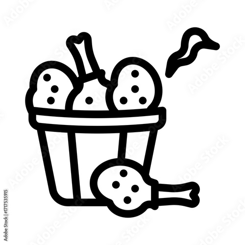 icon drumsticks bucket with style outline