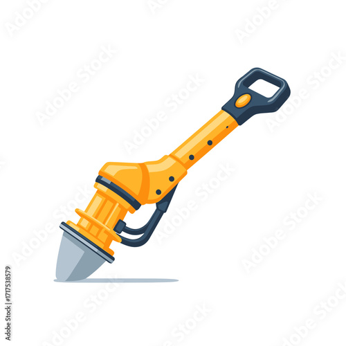 Illustration of a yellow and black demolition hammer with a gray tip.