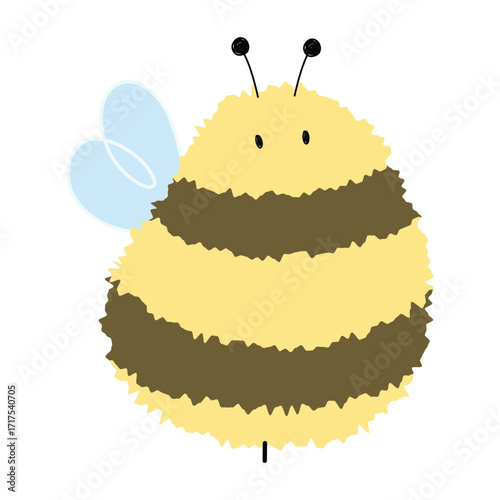 Bee Single 9 cute on a White background, vector illustration.