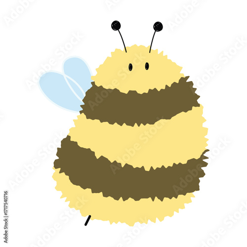 Bee Single 13 cute on a White background, vector illustration.