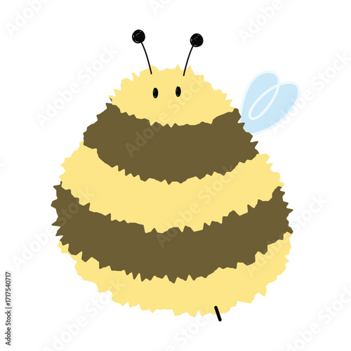 Bee Single 10 cute on a White background, vector illustration.