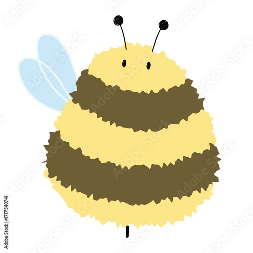 Bee Single 14 cute on a White background, vector illustration.