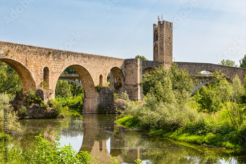 old stone bridge in Besalu, Spain