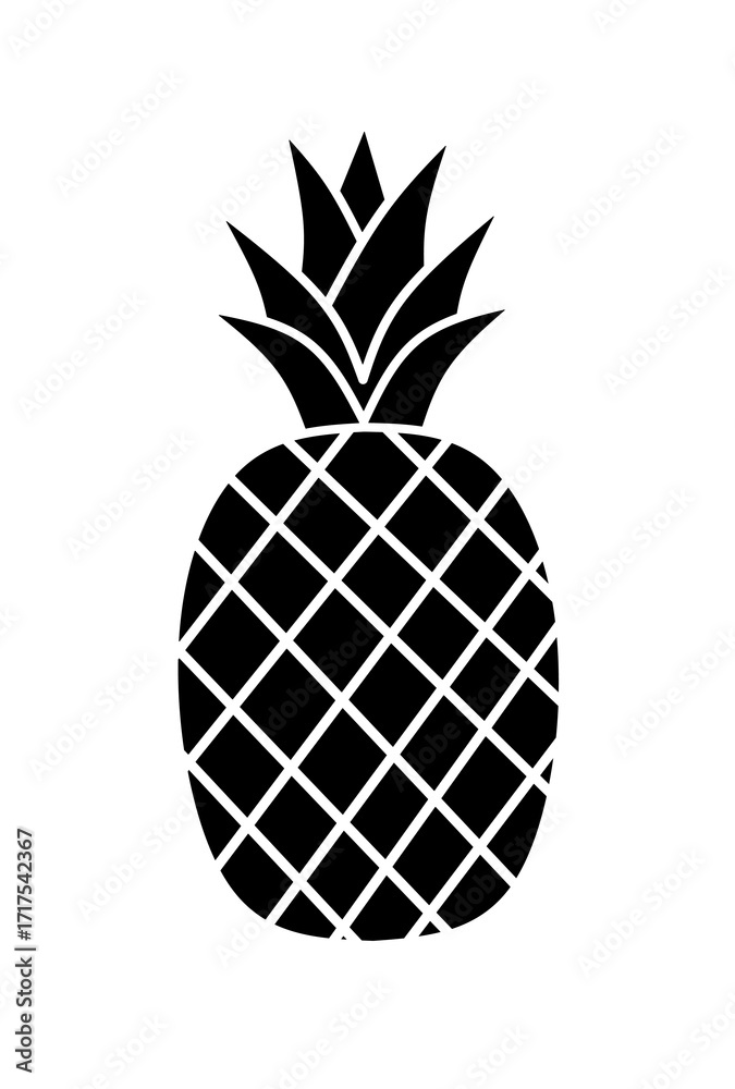 Obraz premium vector illustration of pineapple on white background
