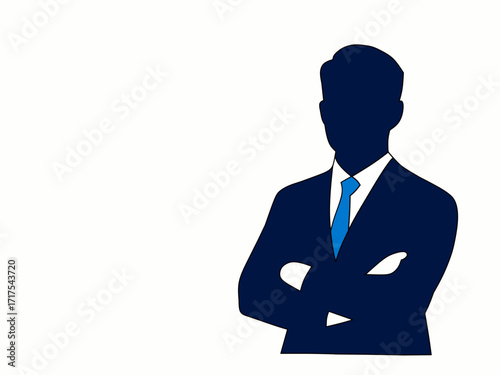 There is a special space for writing words or text for commercial use. An entrepreneur with a flat face on a white background.