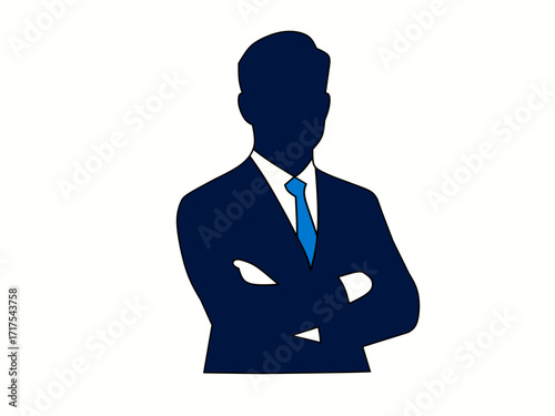 A male entrepreneur with a flat face on a white background. This vector is suitable for a commercial brand logo.