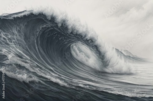 Ocean's Majesty: A colossal, crashing wave, captured in stunning detail, embodies the raw power and untamed beauty of the ocean's depths.