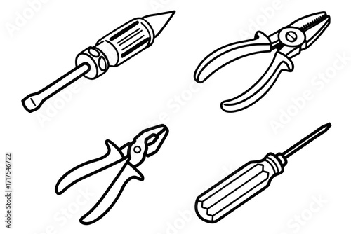 vector illustration of a set of tools