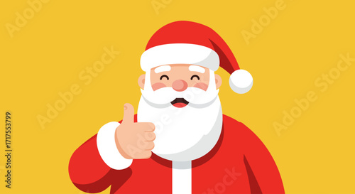 Cheerful Santa Claus Giving Thumbs Up, Festive Holiday Marketing Illustration