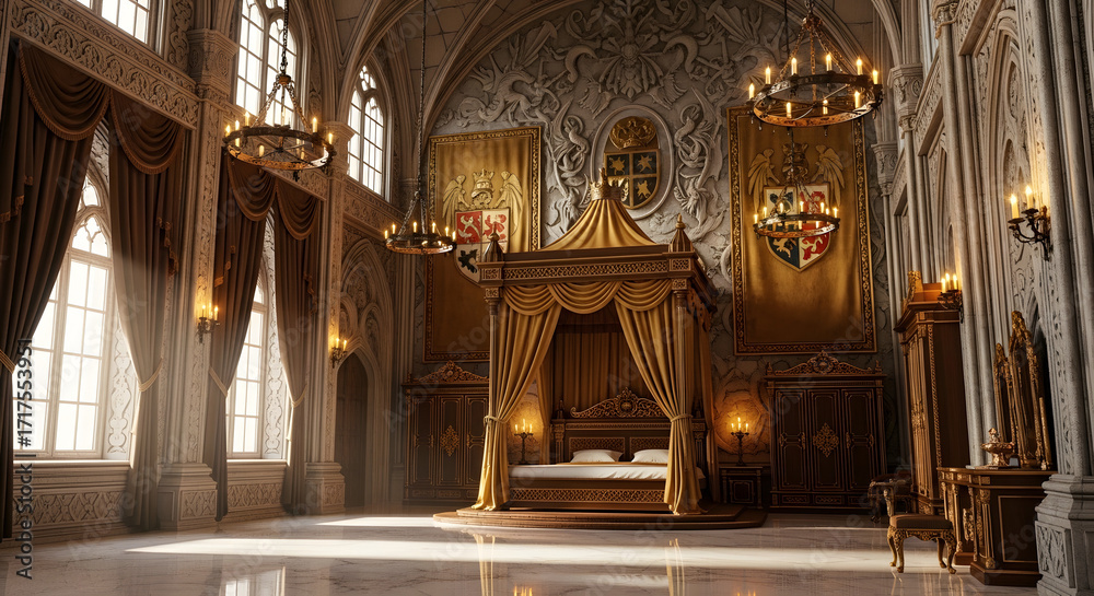 Obraz premium Magnificent Royal Bedroom in a Historic Palace Luxury and Elegance Abound