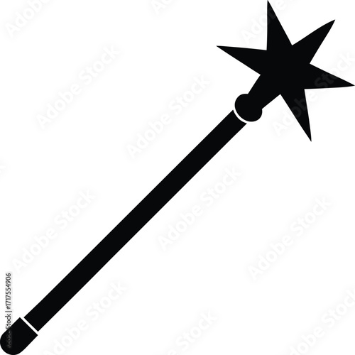Magic Wand Silhouette Vector Art Illustration
