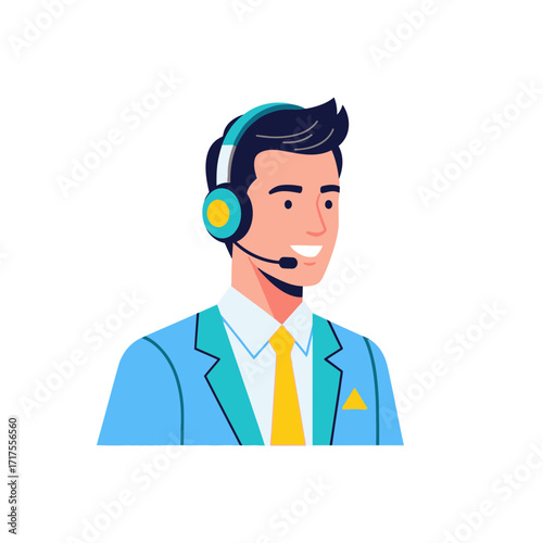 Friendly call center agent offering exceptional customer service with a cheerful smile all day long