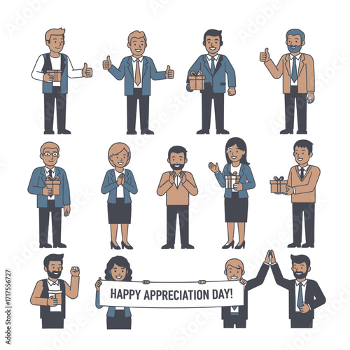 Diverse team celebrates Appreciation Day with gifts and high fives offering support and recognition