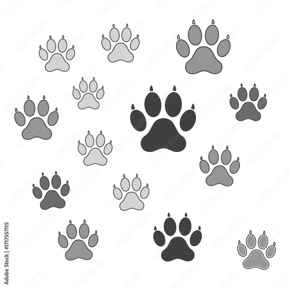 Fototapeta premium Paw prints galore a fun pattern for animal lovers, design projects and wild pet themes