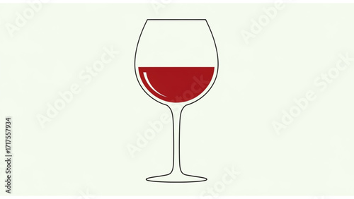A minimalist illustration of a wine glass filled with red wine against a soft background
