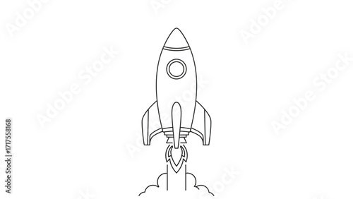 A minimalist rocket launching into the sky, symbolizing innovation and exploration