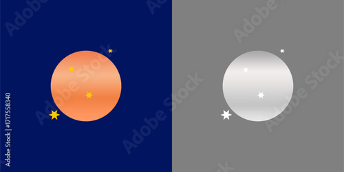 vector illustration of jupiter logo with star