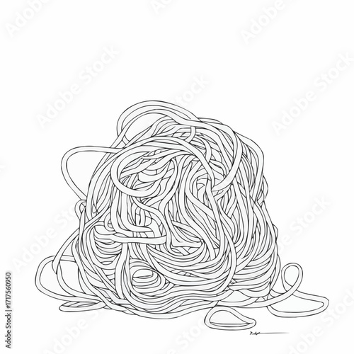 Minimal continuous line drawing of tangled yarn bundle with irregular loops, modern vector outline for textile or craft themes
