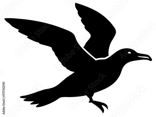 Minimal black seagull silhouette vector illustration with simple design for digital and creative projects