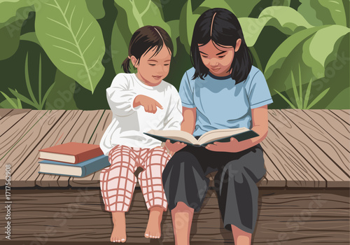 Two Little Girls Share a Book A Heartwarming Story of Childhood Connection and Learning