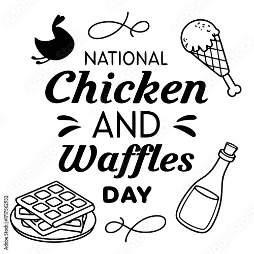 NATIONAL CHICKEN AND WAFFLES DAY vector illustration design