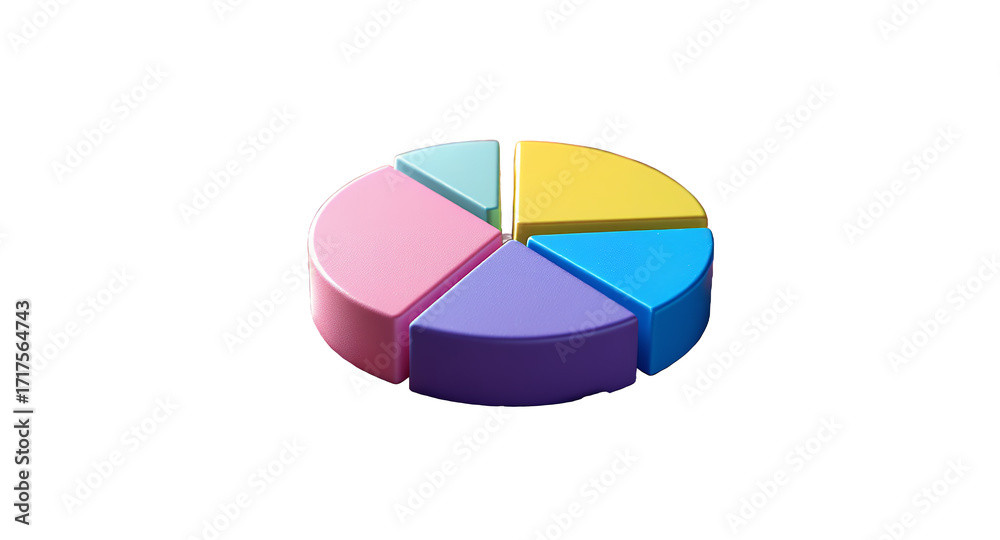 Obraz premium Colorful 3D Pie Chart Data Visualization with Crumbled Powder Background