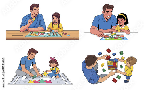 Engaging Family Activities with Puzzles and Blocks.