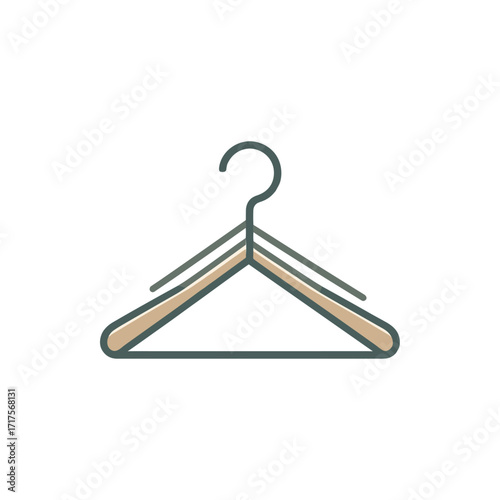 Minimalist illustration of a wooden clothes hanger against a plain background, ideal for fashion